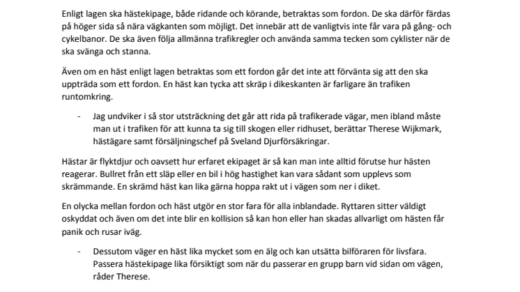 Bilföraren betalar oftast vid olycka med häst