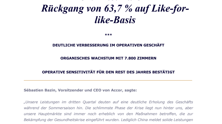 Accor Q3-Zahlen 2020
