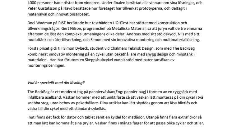 Den perfekta cykelpackningen