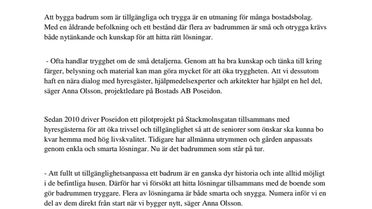 Smarta lösningar ger tryggare badrum
