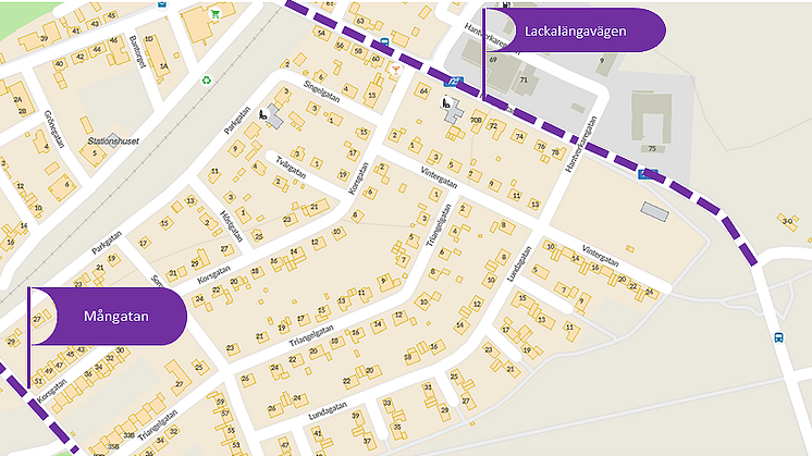 De streckade delarna av Solgatan respektive Kungsgatan byter namn den 30 juni.