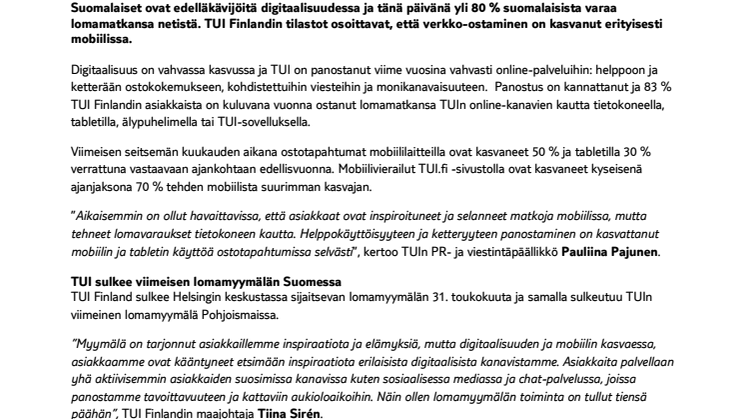 Valmismatkojen varaaminen mobiililaitteilla vahvassa kasvussa