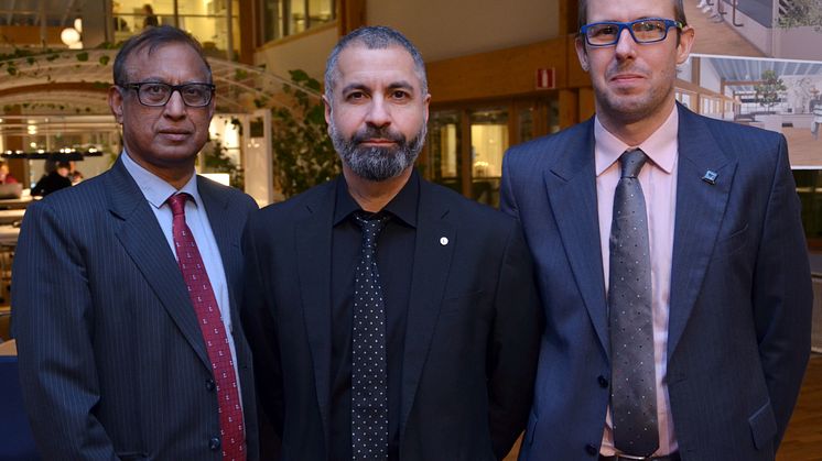  Uday Kumar, professor i drift- och underhållsteknik,Ramin Karim, professor i drift- och underhållsteknik och Miguel Castano, forskare i drift- och underhållsteknik vid Luleå tekniska universitet.