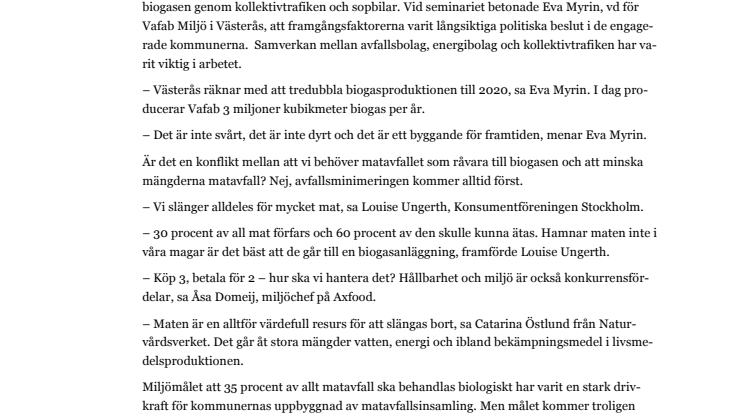 Matavfall blir biogas