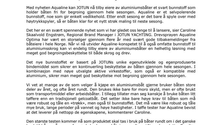 JOTUN YACHTING lanserer unikt bunnstoff for aluminumsbåter