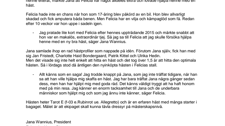 ​Namnkunniga hästprofiler bakom Felicia Grimmenhags nya häst