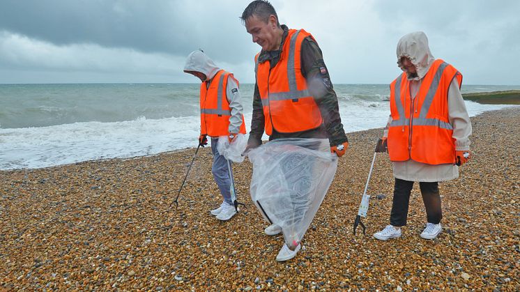 Litter picking at GTR's Brighton & Hove beach clean
