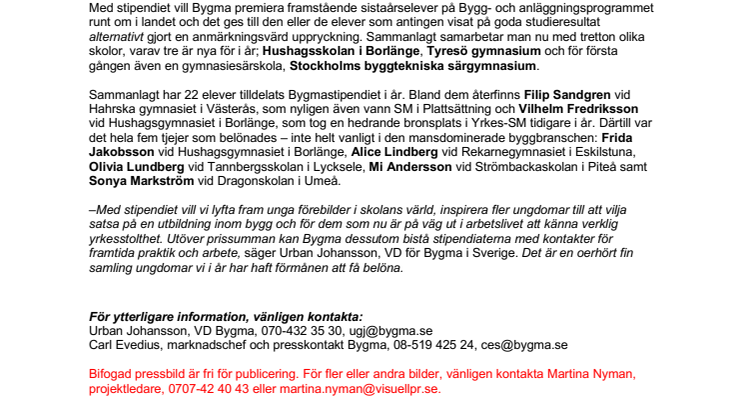 Årets Bygmastipendiater prisade
