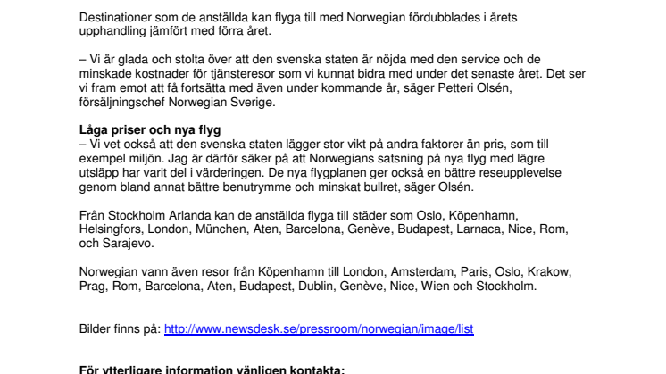 Svenska staten ger Norwegian utökat förtroende 