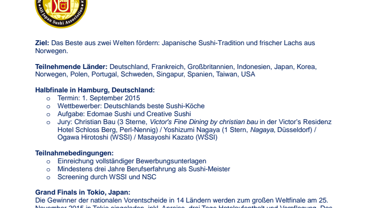 Global Sushi Challenge Deutschland und Japan. Die Details.