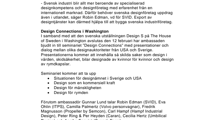Svensk design presenteras i USA