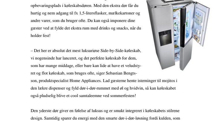 LUKSUSKØLESKAB MED SMART EKSTRAOPBEVARING I DØREN