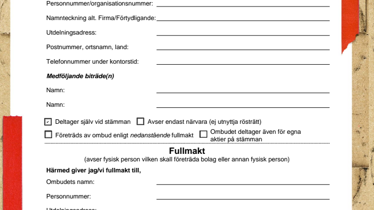 Anmälan till årsstämma