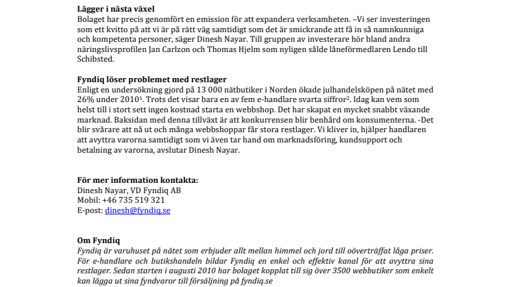 E-handelsbolaget Fyndiq lägger stjärninvesterare i kundvagnen