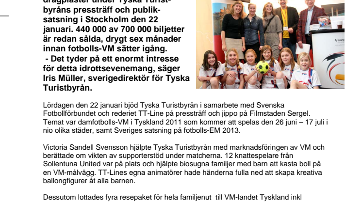 Fler än 60 % av biljetterna är redan sålda till FIFA damfotbolls-VM i Tyskland 2011