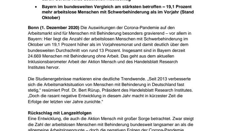 Inklusionsbarometer Arbeit / Bayern