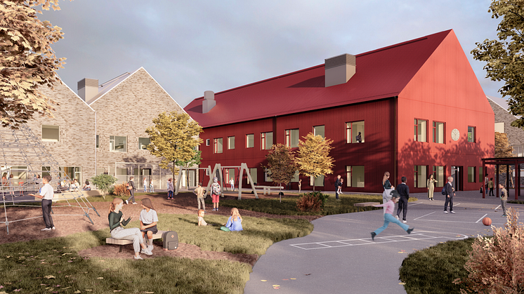 Henriksdalskolan i Höllviken där GlasLindberg levererar glas- och metallpartier åt Peab