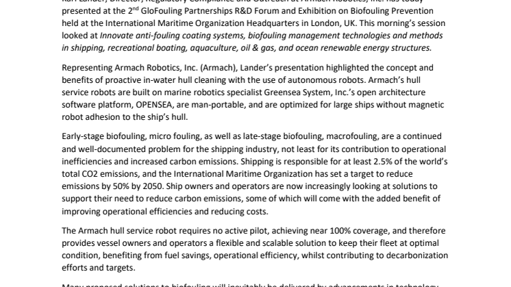 Oct22 Armach Robotics contributes at Biofouling R&D Forum.APPROVED.pdf
