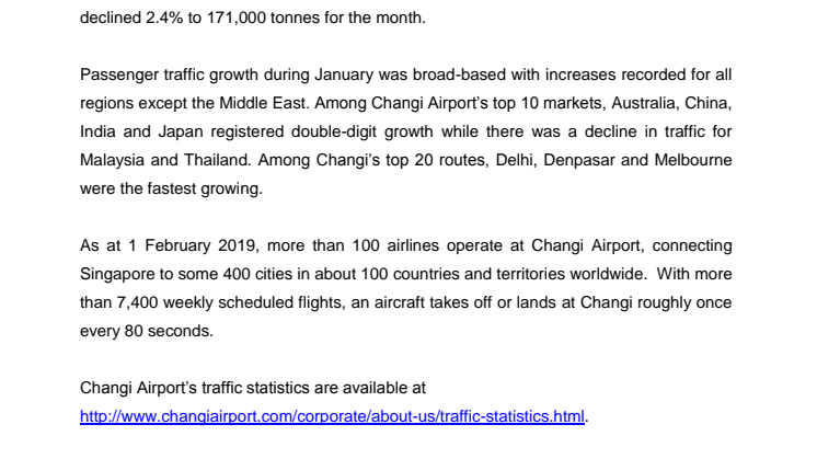 Operating Indicators for January 2019