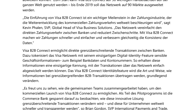 Visa B2B Connect startet weltweit