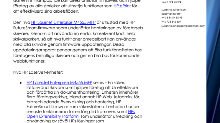 HP lanserar två nya LaserJet skrivare