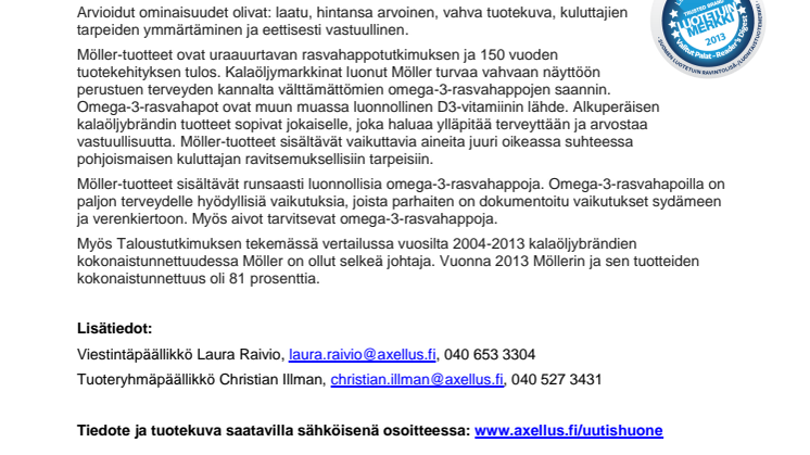 Möller jälleen Suomen luotetuin ravintolisä