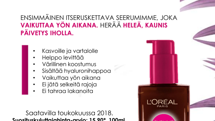 L'Oréal Paris Sublime Bronze -itseruskettava yöseerumi