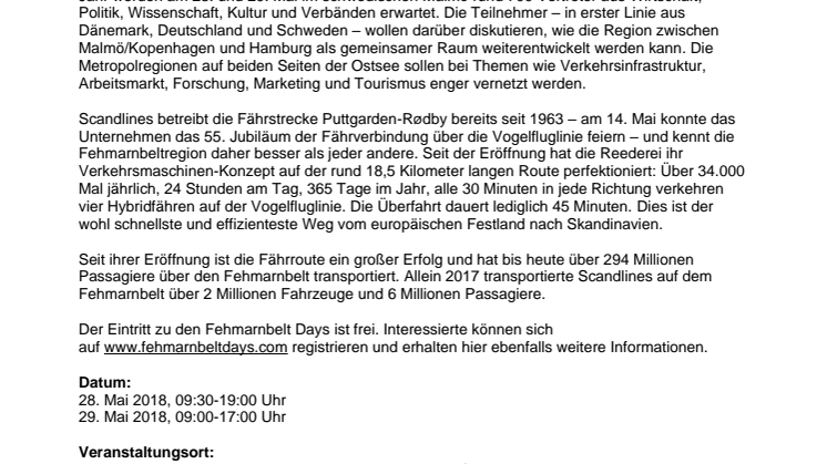 Scandlines wieder bei den Fehmarnbelt Days dabei