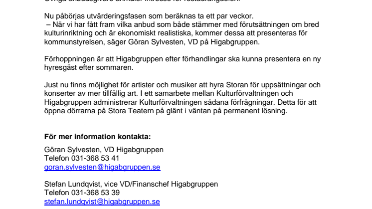 Förslag om Storans framtid