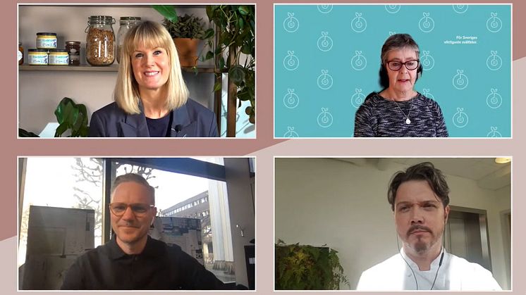 Sara Westerlin, Orkla FoodSolutions, tillsammans med dagens tre gäster Marianne Backrud-Hagberg, Jens Dolk och Magnus Naess.