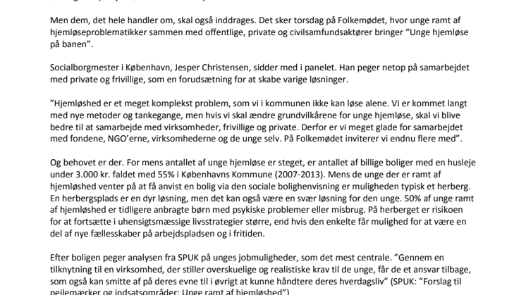 Antallet af unge hjemløse stiger. Bredt samarbejde skal knække kurven. 