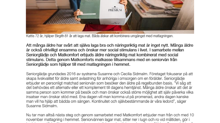 Matkomfort och Seniorglädje hjälper äldre äta mer näringsrik mat
