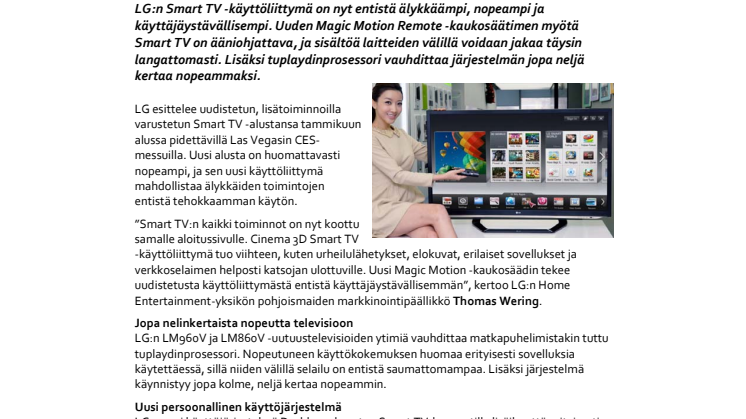 Fiksua ohjailtavuutta ja lisävauhtia LG:n päivitetyllä Smart TV:llä