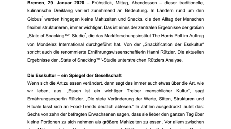 Heute schon gesnackt? - Studie belegt globalen Wandel der Esskulturen