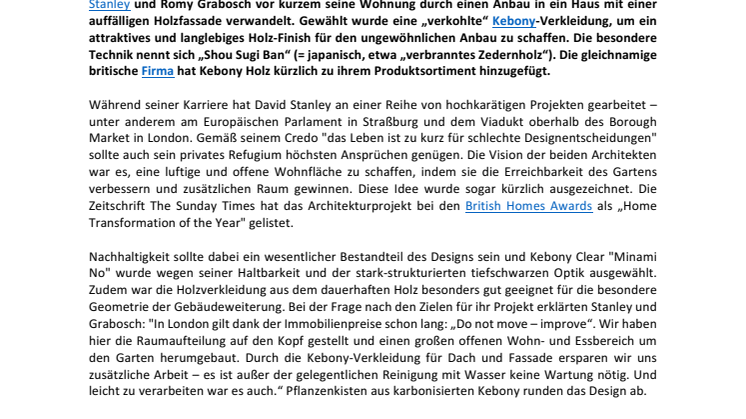 Shou Sugi Ban: Karbonisiertes Kebony setzt neue Designakzente 