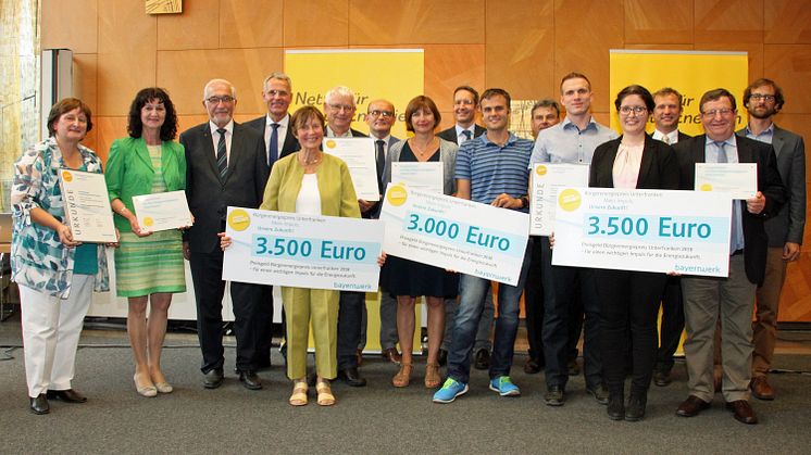 Verleihung des Bürgenergiepreises Unterfranken: Die Preisträger kommen aus Saal an der Saale (Lk Rhön-Grabfeld), Marktheidenfeld und Karlstadt (Lk Main-Spessart).