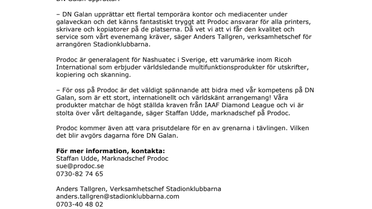  Prodoc – officiell leverantör av utskrifter på DN Galan