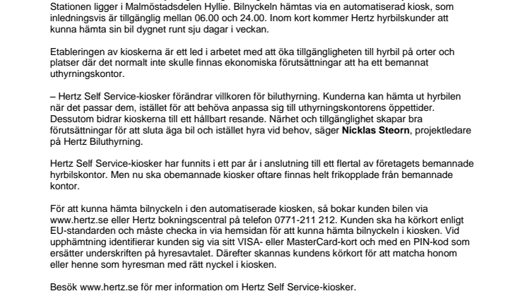 Sveriges första obemannade hyrbilsstation öppnad