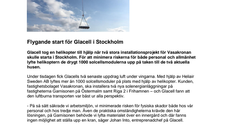 Flygande start för Glacell i Stockholm