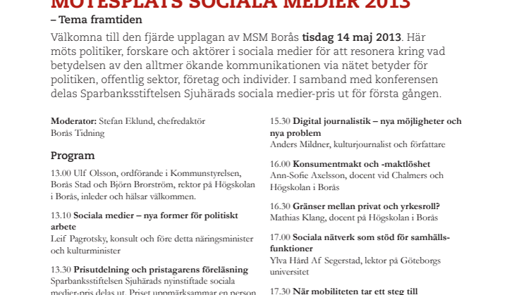 Inbjudan till Mötesplats sociala medier i Borås 14 maj 2013