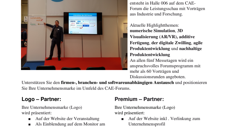 Sponsoring der CAE-Forum Gemeinschaftsstands Bühne  auf der Hannover Messe 2018