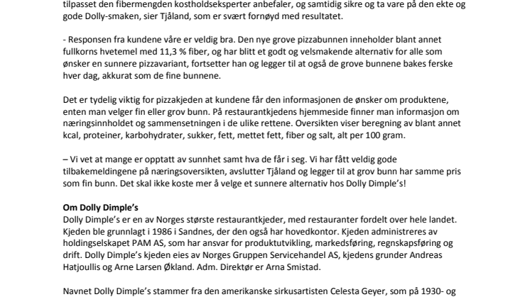 Ny fiberrik, grov og smaksrik pizzabunn fra Dolly Dimple’s!