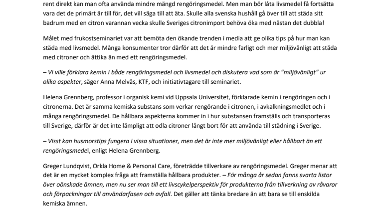 Miljövänlig städning? - Ja, men inte med citroner och ättika