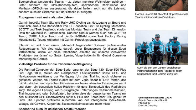 Garmin weitet Engagement im Profi-Radsport aus