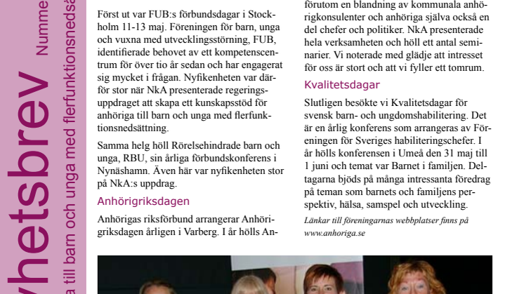 Anhöriga till barn och unga med flerfunktionsnedsättning - Nyhetsbrev nr 2