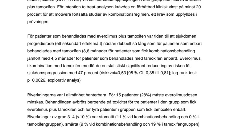 Fakta om studien – Afinitor vid behandling av spridd bröstcancer 