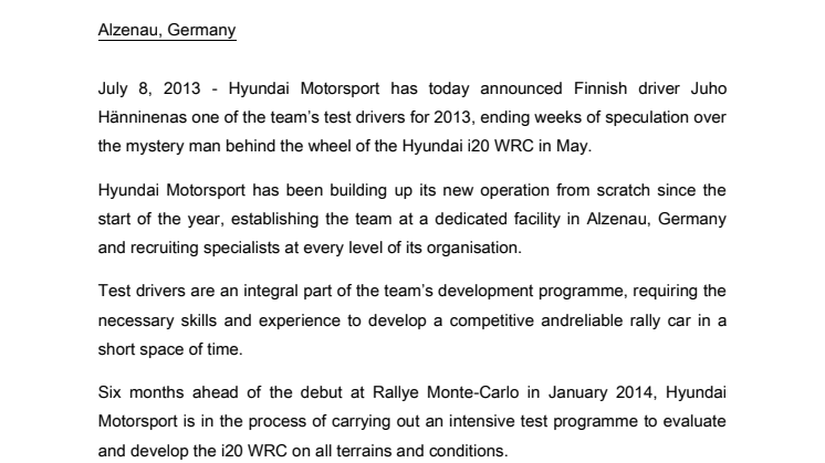 Hänninen er Hyundai Motorsports mystiske fører