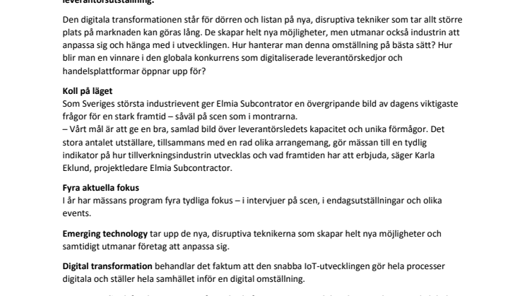 Elmia Subcontractor mobiliserar för framtiden