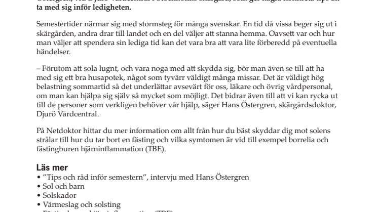 Att tänka på inför sommaren 