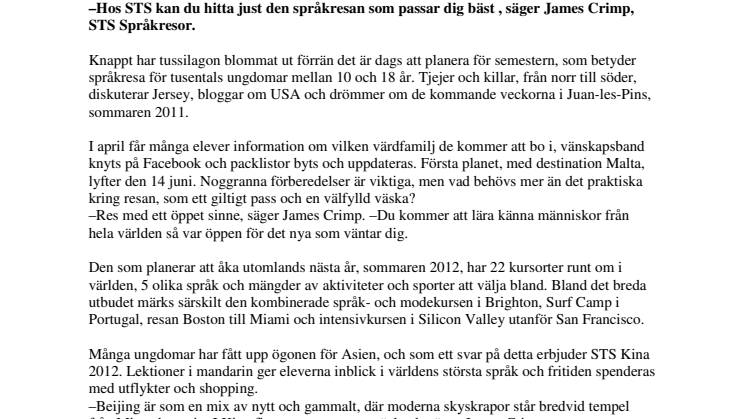 STS Språkresor ligger steget före 